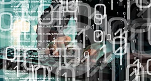 Cyber world security, hacked computer in cyber attack