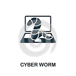 Cyber Worm icon. Monochrome simple Cybercrime icon for templates, web design and infographics