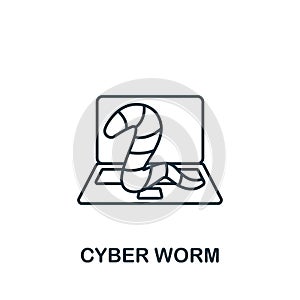 Cyber Worm icon. Monochrome simple Cybercrime icon for templates, web design and infographics