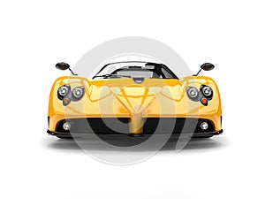 Cyber yellow concept luxury sports car - front view - low angle