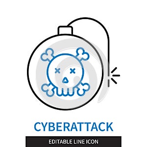 Cyberattack editable line icon