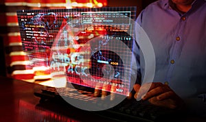 Cyberattack trolling and broadcast on screen 3d illustration