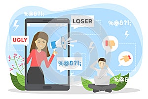 Cyberbullying concept. Idea of harassment in the internet