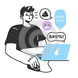 Cyberbullying. Online harassment with unfriendly, mean and hurtful