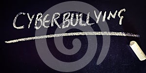 cyberbullying word displayed on chalkboard concept with alphabets on white colour