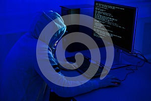 Cybercrime and Hacking Concept. Hacker Using Computer Virus Program