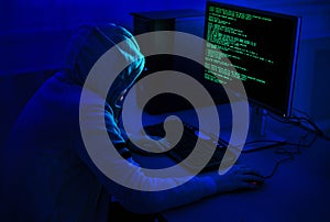 Cybercrime and Hacking Concept. Hacker Using Computer Virus Program