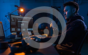 hacker using computer virus for cyber attack