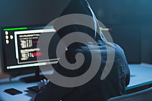Hacker using computer virus for cyber attack