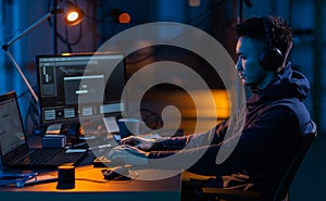 hacker using computer virus for cyber attack