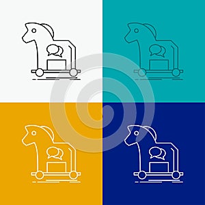 Cybercrime, horse, internet, trojan, virus Icon Over Various Background. Line style design, designed for web and app. Eps 10
