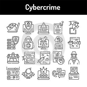 Cybercrime line icons set. Isolated vector element photo
