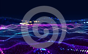 Cyberdata flow. Blockchain data fields. Cyberspace. Digital generation, electronic field, processed data waves, big data analytics