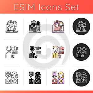 Cyberharassment icons set