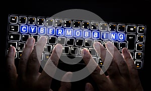 Cybermobbing keyboard is operated by hacker