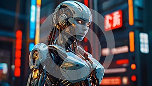Cybernetic artificial intelligence robot, portrait of female AI robot Artificial intelligence concept, humanoid