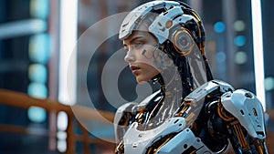 Cybernetic artificial intelligence robot, portrait of female AI robot Artificial intelligence concept, humanoid