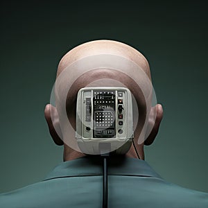 Cybernetic Augmentation: Man with Neural Interface Implant at the Nape