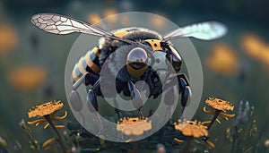 Cybernetic Bee on a Flower