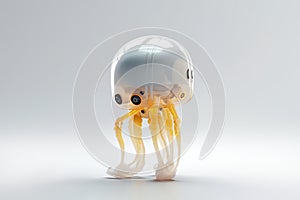 Cybernetic cute jellyfish robot with transparent glass body, 3D style digital illustration photo