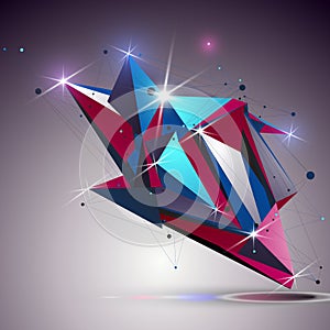 Cybernetic dimensional apex technology object with lines mesh. 3