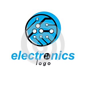 Cybernetic element. Vector abstract circular circuit board illus