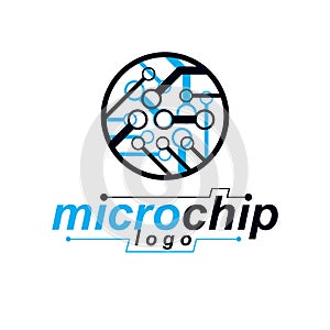 Cybernetic element. Vector abstract circular circuit board illus