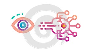 Cybernetic Eye Data Flow Vector, AI and Vision Technology, vector design Generative AI