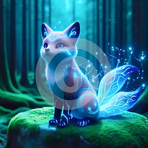 A cybernetic fox companion, Ai generated image