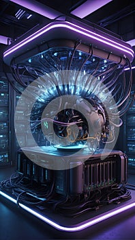 Cybernetic Fusion: The Biomechanical Pulse of Tomorrow\'s Data. AI generate