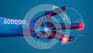 AI Hand Interacting with Futuristic Data Interface