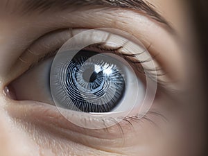 Cybernetic Iris. Showcasing Biometric Eye Scan for Enhanced Security