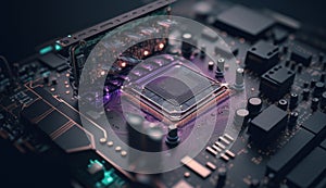 Cybernetic technology, a motherboard with electronic circuits CPU unit