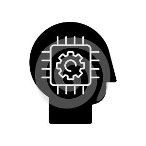Cybernetics black glyph icon