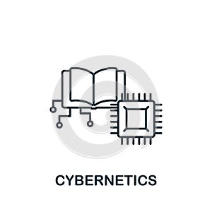 Cybernetics icon. Monochrome simple line Future Technology icon for templates, web design and infographics