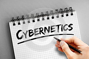 Cybernetics text on notepad, concept background