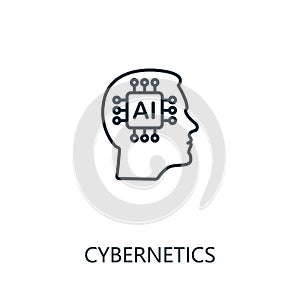 Cybernetics thin line icon. Creative simple design from artificial intelligence icons collection. Outline cybernetics icon for web