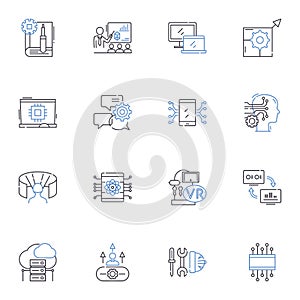 Cyberprogram line icons collection. Security, Protection, Encryption, Firewall, Malware, Virus, Hackers vector and photo