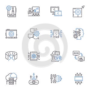 Cyberprogram line icons collection. Security, Protection, Encryption, Firewall, Malware, Virus, Hackers vector and