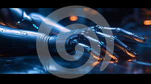 Cyberpunk bionic hand with illuminated details