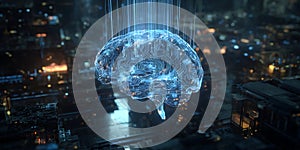Cyberpunk Brain Digital Mind in a Futuristic Cityscape