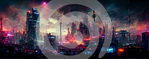 Cyberpunk City Landscape made with Generative AI