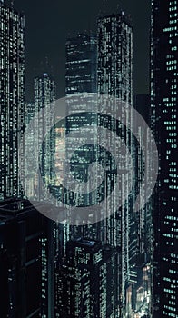 Cyberpunk Cityscape, A Digital Metropolis Illuminated by Binary Code