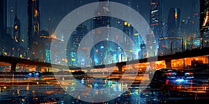 Cyberpunk Cityscape RainSoaked Metropolis