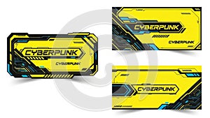 Cyberpunk design elements isolated on white background