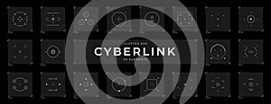 Cyberpunk futuristic HUD design elements set.