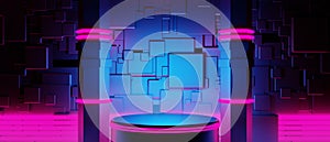 cyberpunk gaming wallpaper background, 3d illustration rendering, metaverse virtual reality game