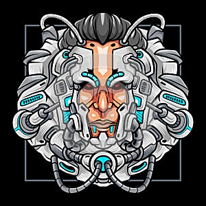 Cyberpunk head robot mascot.  esport logo design