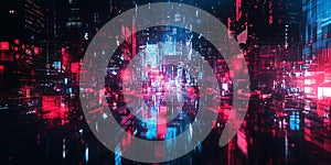 CyberpunkInspired Noise Texture with Glowing Elements for Futuristic Backgrounds Digital Art or SciFi Concepts photo