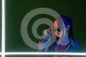 cyberpunk portrait millennial nightlife woman neon